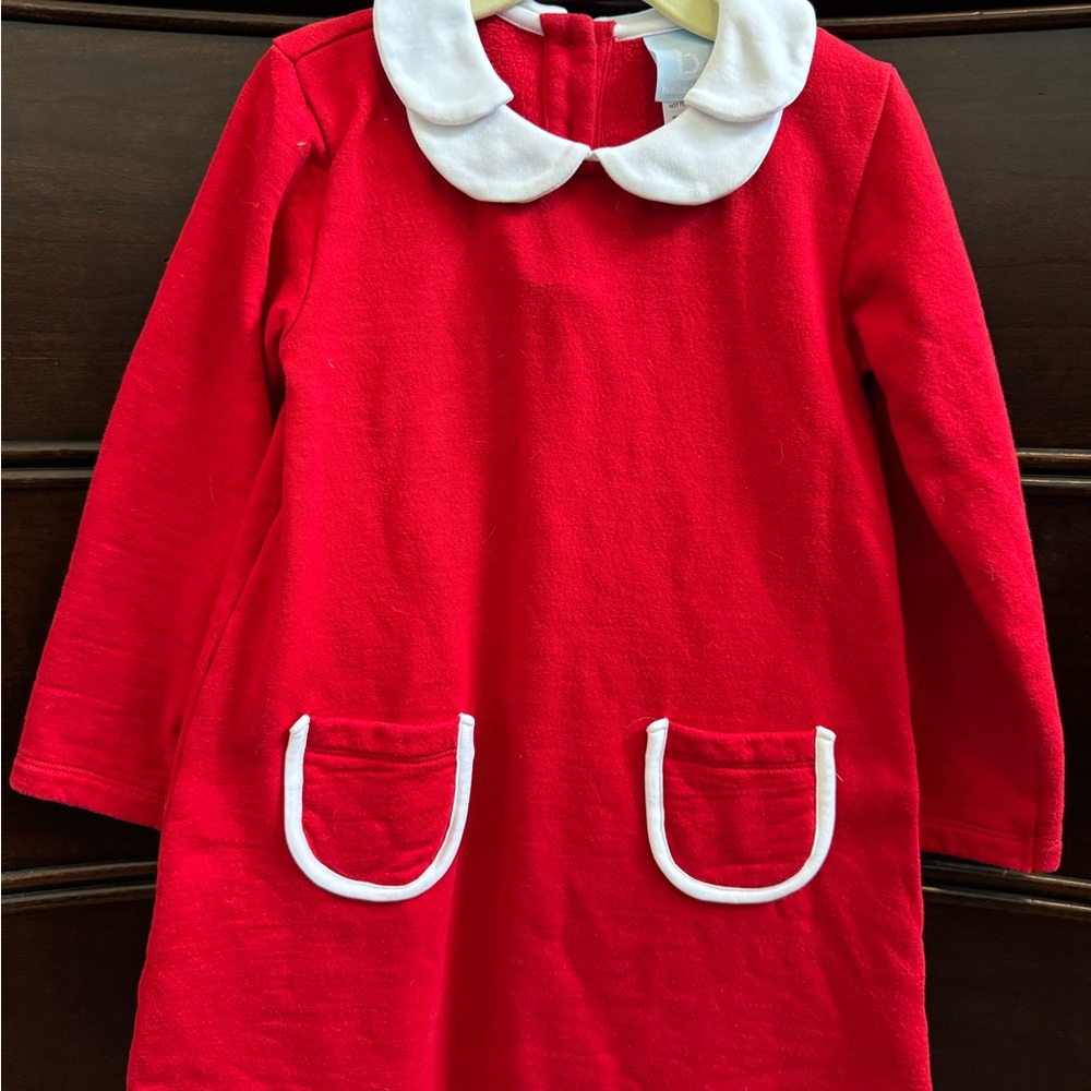 Bella Bliss Red Dress with White Collar and Pockets